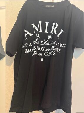 Amiri Black Graphic Tee with White Lettering